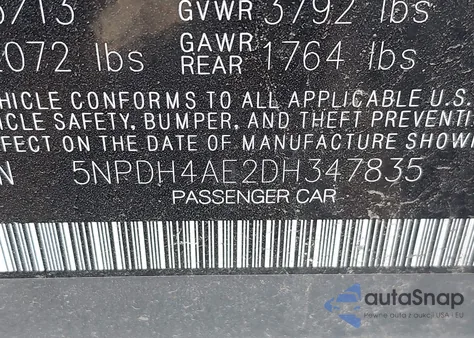 2013 Hyundai Elantra Gls z USA, uszkodzony, nr VIN 5NPDH4AE2DH347835